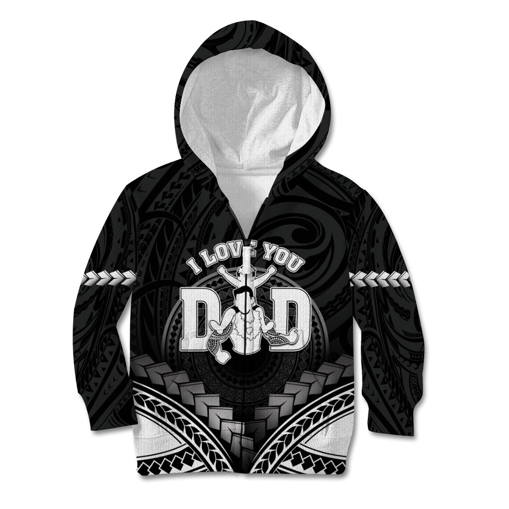 Personalised Happy Father's Day Kid Hoodie I Love You Dad Polynesian Style LT05 Zip Hoodie Black - Polynesian Pride