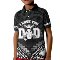 Personalised Happy Father's Day Kid Polo Shirt I Love You Dad Polynesian Style