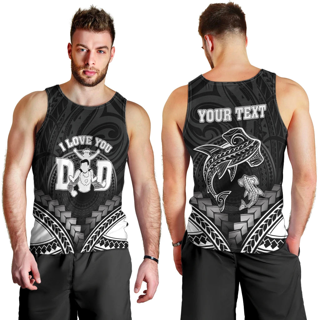 Personalised Happy Father's Day Men Tank Top I Love You Dad Polynesian Style