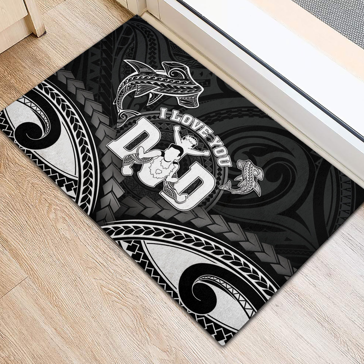 Happy Father's Day Rubber Doormat I Love You Dad Polynesian Style