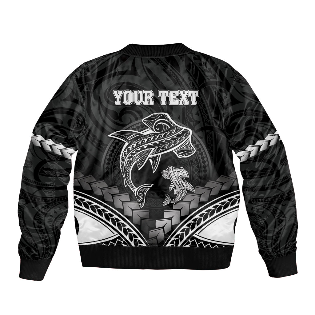 Personalised Happy Father's Day Sleeve Zip Bomber Jacket I Love You Dad Polynesian Style