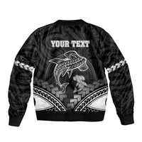 Personalised Happy Father's Day Sleeve Zip Bomber Jacket I Love You Dad Polynesian Style