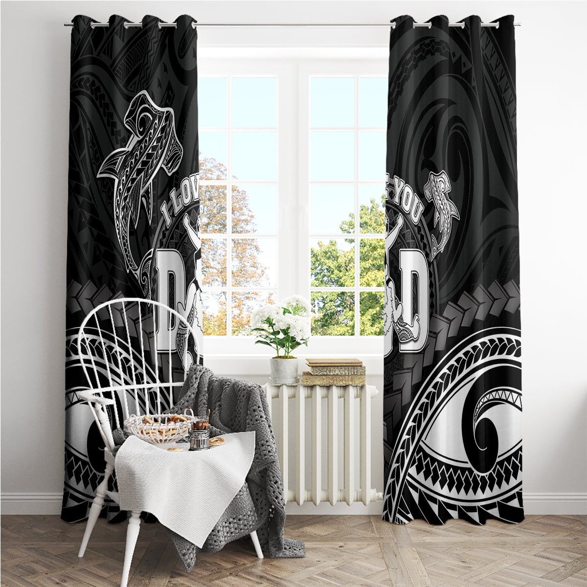 Happy Father's Day Window Curtain I Love You Dad Polynesian Style