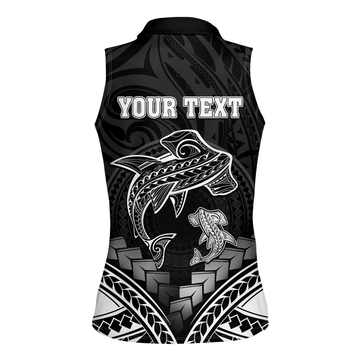 Personalised Happy Father's Day Women Sleeveless Polo Shirt I Love You Dad Polynesian Style