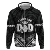Personalised Happy Father's Day Zip Hoodie I Love You Dad Polynesian Style