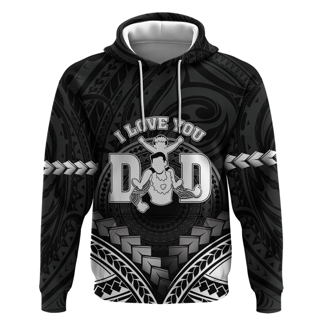 Personalised Happy Father's Day Zip Hoodie I Love You Dad Polynesian Style