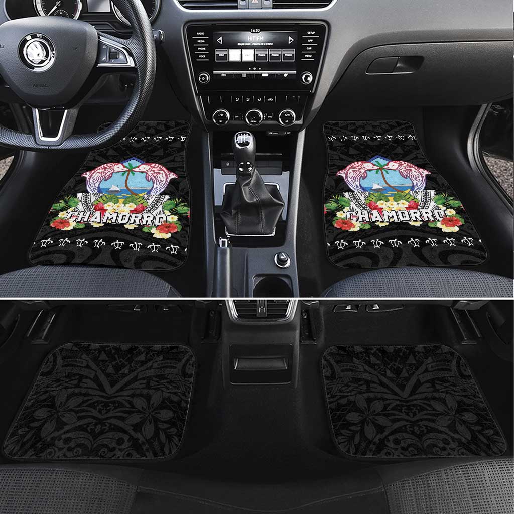 Guam Chamorro Car Mats Tribal Latte Stone With Dolphins Black