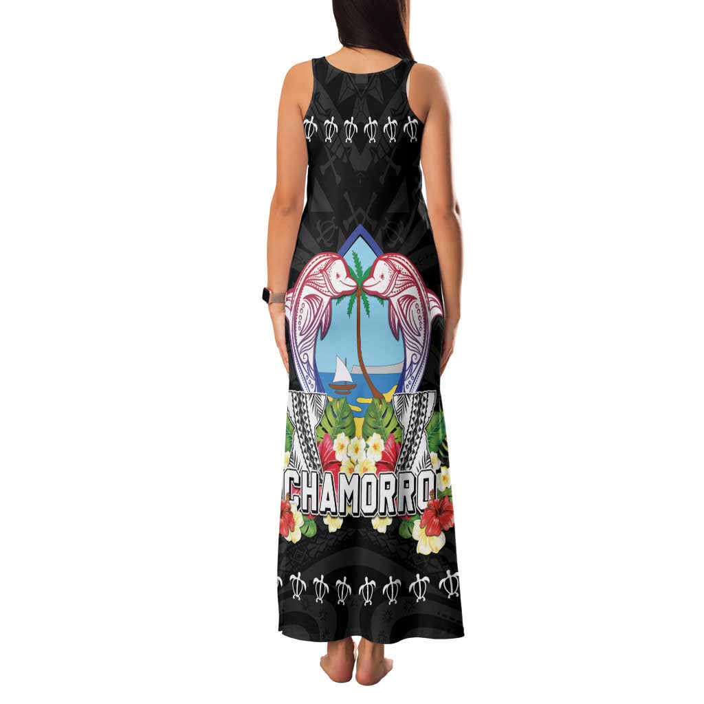 Guam Chamorro Family Matching Tank Maxi Dress and Hawaiian Shirt Tribal Latte Stone With Dolphins Black