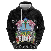 Guam Chamorro Hoodie Tribal Latte Stone With Dolphins Black