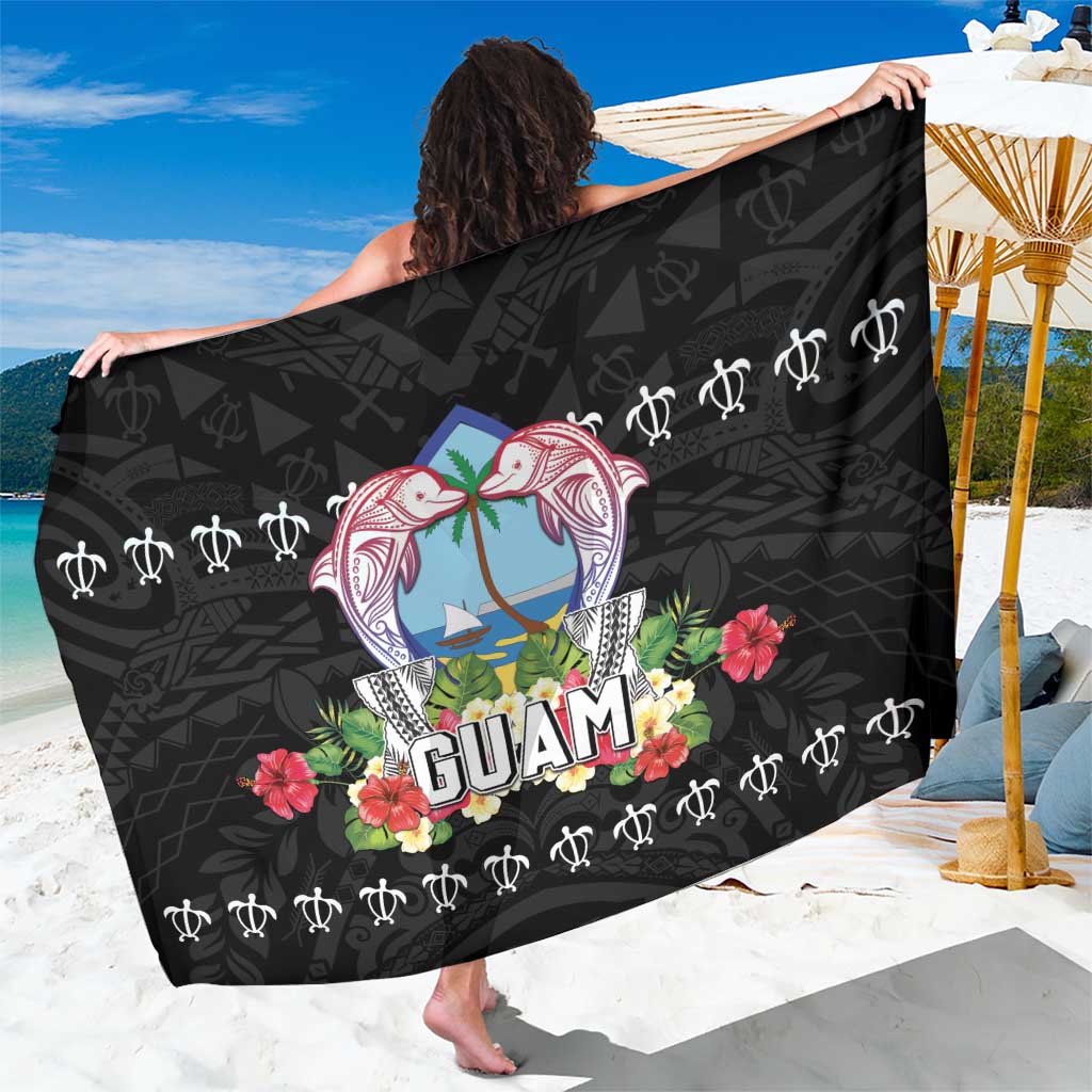 Guam Chamorro Sarong Tribal Latte Stone With Dolphins Black