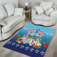 Guam Chamorro Area Rug Tribal Latte Stone With Dolphins Blue