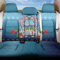 Guam Chamorro Back Car Seat Cover Tribal Latte Stone With Dolphins Blue