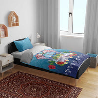 Guam Chamorro Bedding Set Tribal Latte Stone With Dolphins Blue