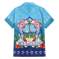 Guam Chamorro Hawaiian Shirt Tribal Latte Stone With Dolphins Blue