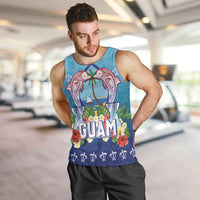 Guam Chamorro Men Tank Top Tribal Latte Stone With Dolphins Blue