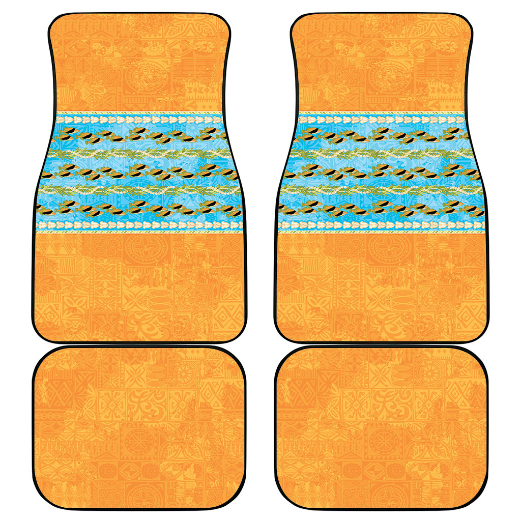 Hawaii Humuhumu Fish Maile Pikake Lei Car Mats Tribal Tapa Orange Version