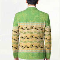 Hawaii Humuhumu Fish Maile Pikake Lei Blazer Tribal Tapa Green Version