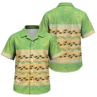 Hawaii Humuhumu Fish Maile Pikake Lei Family Matching Puletasi and Hawaiian Shirt Tribal Tapa Green Version LT05 Son's Shirt Green - Polynesian Pride
