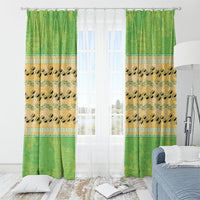 Hawaii Humuhumu Fish Maile Pikake Lei Window Curtain Tribal Tapa Green Version