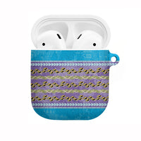 Hawaii Humuhumu Fish Maile Pikake Lei AirPods Case Tribal Tapa Blue Version