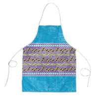 Hawaii Humuhumu Fish Maile Pikake Lei Apron Tribal Tapa Blue Version