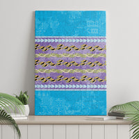 Hawaii Humuhumu Fish Maile Pikake Lei Canvas Wall Art Tribal Tapa Blue Version LT05 - Polynesian Pride