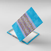 Hawaii Humuhumu Fish Maile Pikake Lei Canvas Wall Art Tribal Tapa Blue Version LT05 With Frame Blue - Polynesian Pride