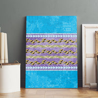 Hawaii Humuhumu Fish Maile Pikake Lei Canvas Wall Art Tribal Tapa Blue Version LT05 - Polynesian Pride