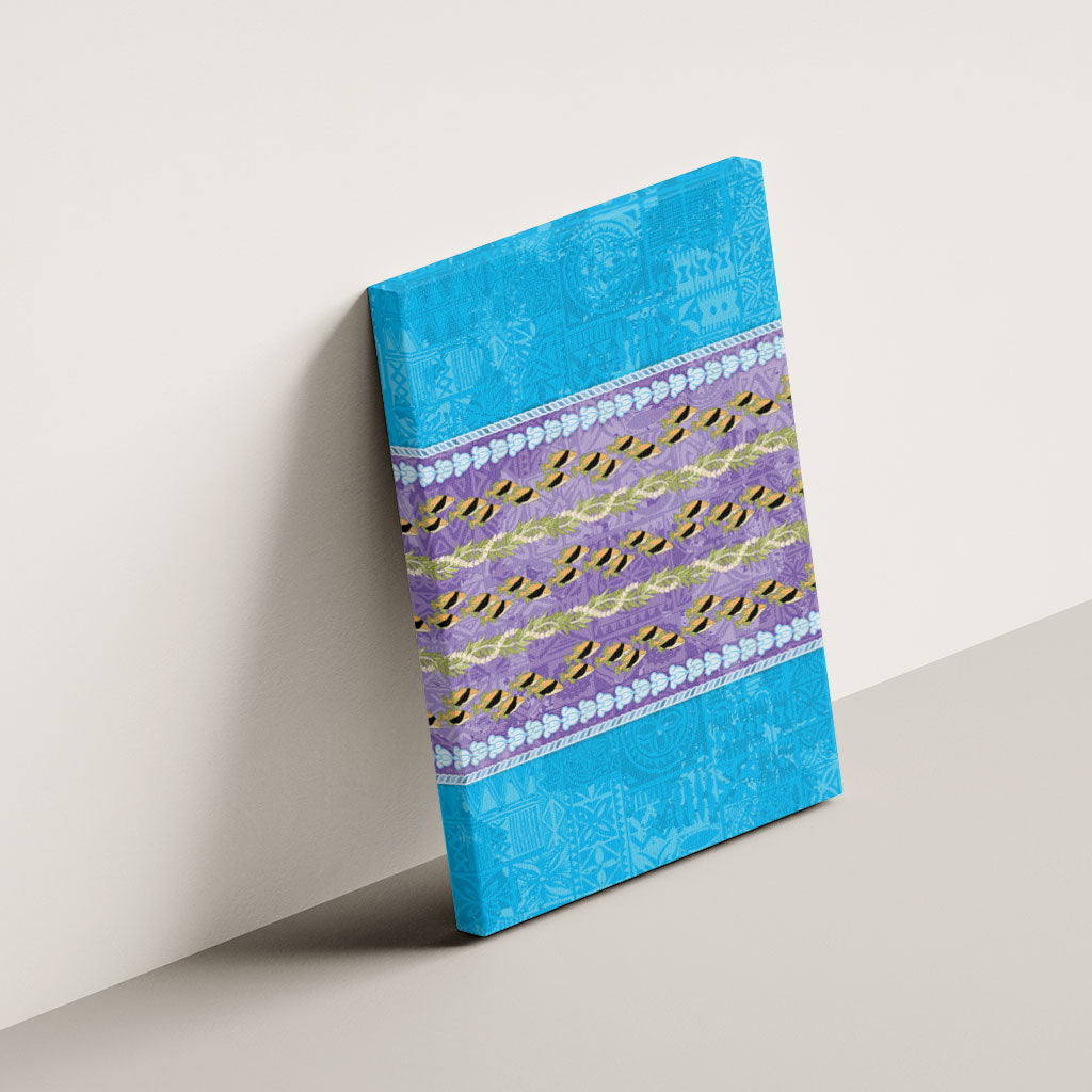 Hawaii Humuhumu Fish Maile Pikake Lei Canvas Wall Art Tribal Tapa Blue Version LT05 - Polynesian Pride