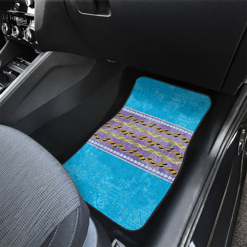 Hawaii Humuhumu Fish Maile Pikake Lei Car Mats Tribal Tapa Blue Version