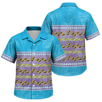 Hawaii Humuhumu Fish Maile Pikake Lei Family Matching Short Sleeve Bodycon Dress and Hawaiian Shirt Tribal Tapa Blue Version LT05 Son's Shirt Blue - Polynesian Pride