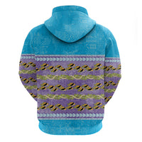 Hawaii Humuhumu Fish Maile Pikake Lei Hoodie Tribal Tapa Blue Version