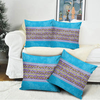 Hawaii Humuhumu Fish Maile Pikake Lei Pillow Cover Tribal Tapa Blue Version