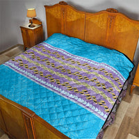 Hawaii Humuhumu Fish Maile Pikake Lei Quilt Tribal Tapa Blue Version