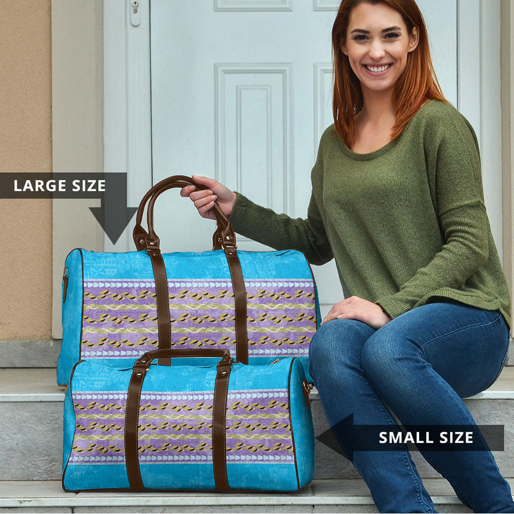 Hawaii Humuhumu Fish Maile Pikake Lei Travel Bag Tribal Tapa Blue Version