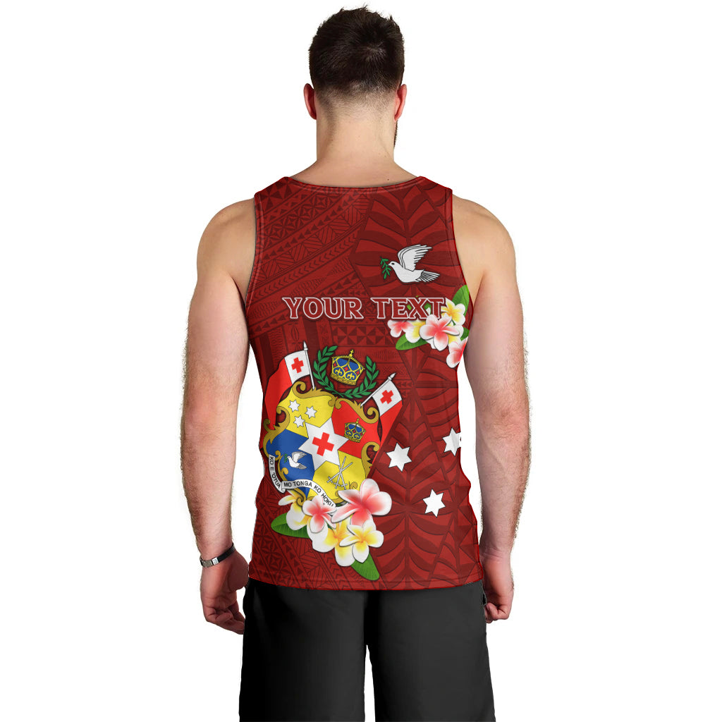 Personalized Tonga Men Tank Top Coat Of Arms Plumeria With Ngatu Pattern LT05 - Polynesian Pride