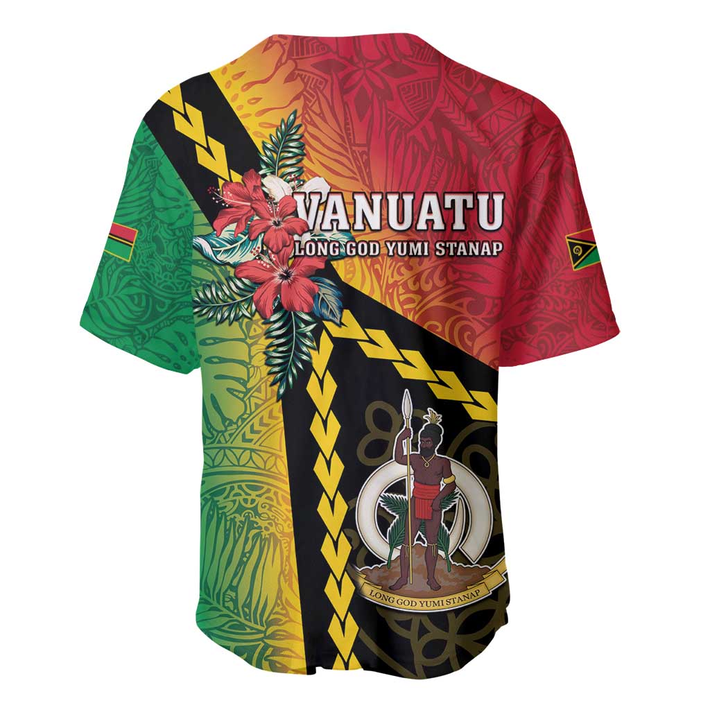 Happy Vanuatu Constitution Day Baseball Jersey Flag Style With Sand Drawing Pattern LT05 - Polynesian Pride