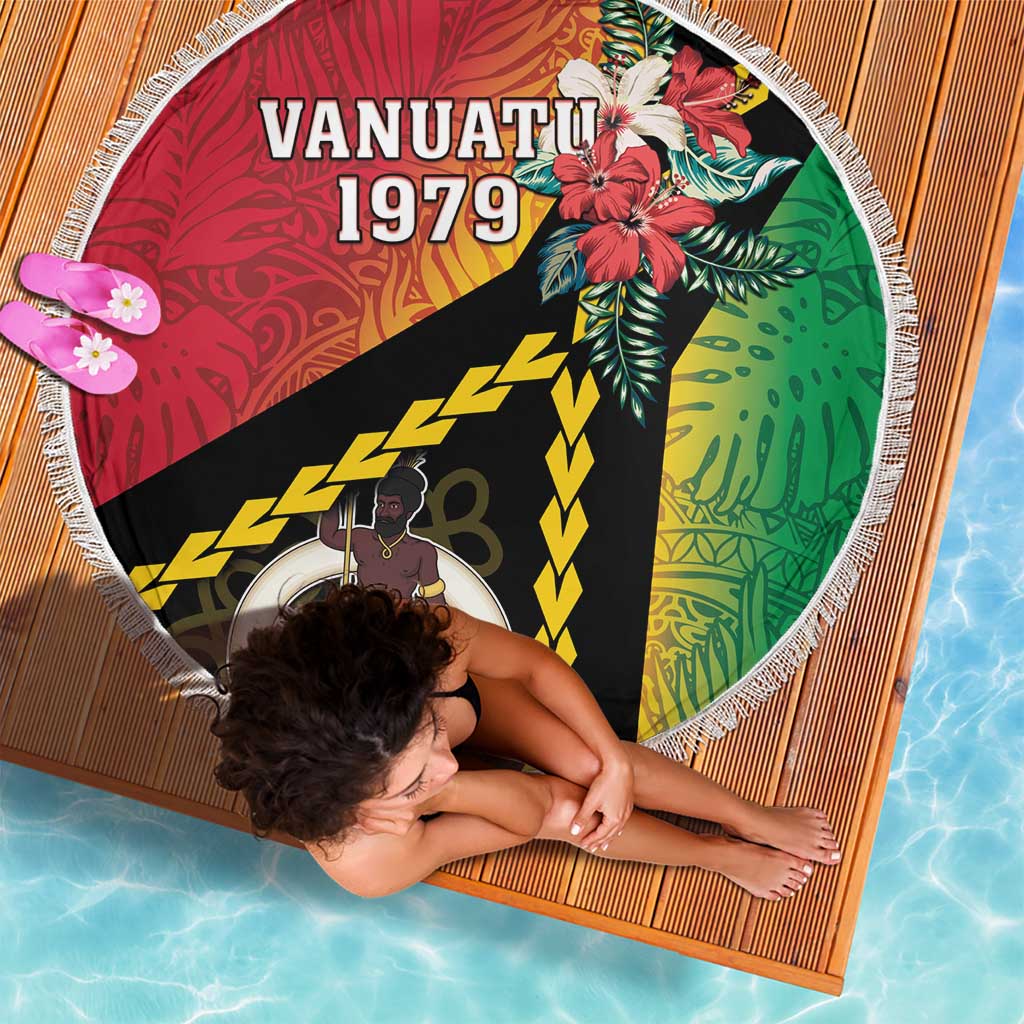 Happy Vanuatu Constitution Day Beach Blanket Flag Style With Sand Drawing Pattern