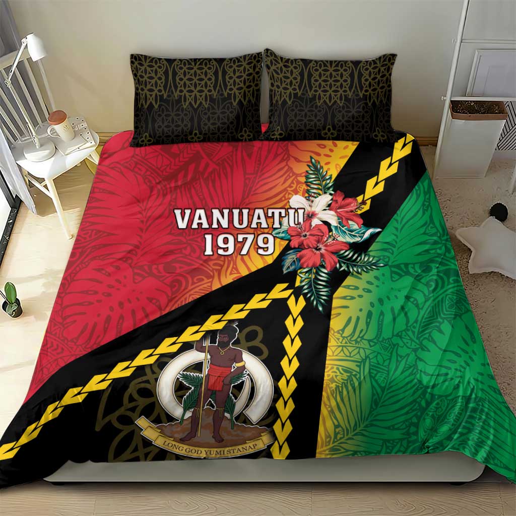 Happy Vanuatu Constitution Day Bedding Set Flag Style With Sand Drawing Pattern LT05 - Polynesian Pride