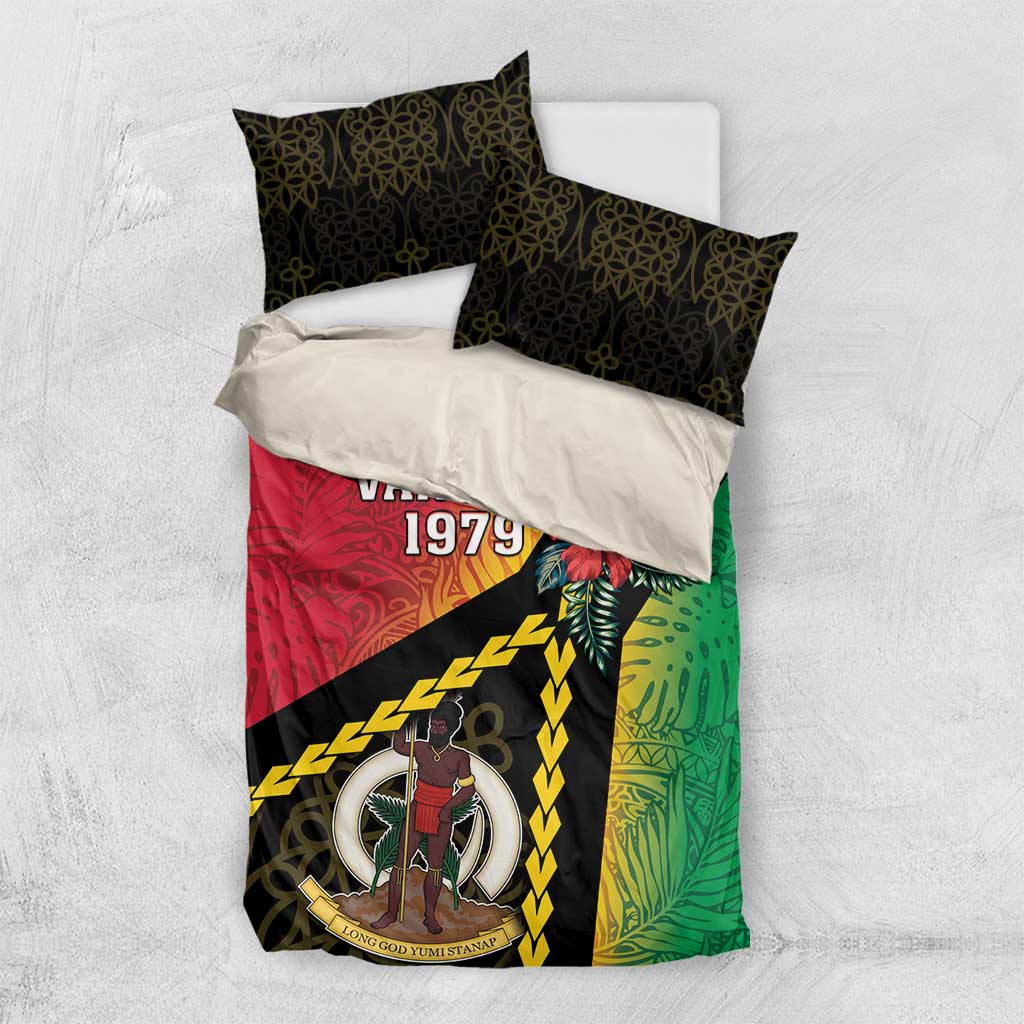 Happy Vanuatu Constitution Day Bedding Set Flag Style With Sand Drawing Pattern LT05 US Twin 172cm x 218cm Red - Polynesian Pride