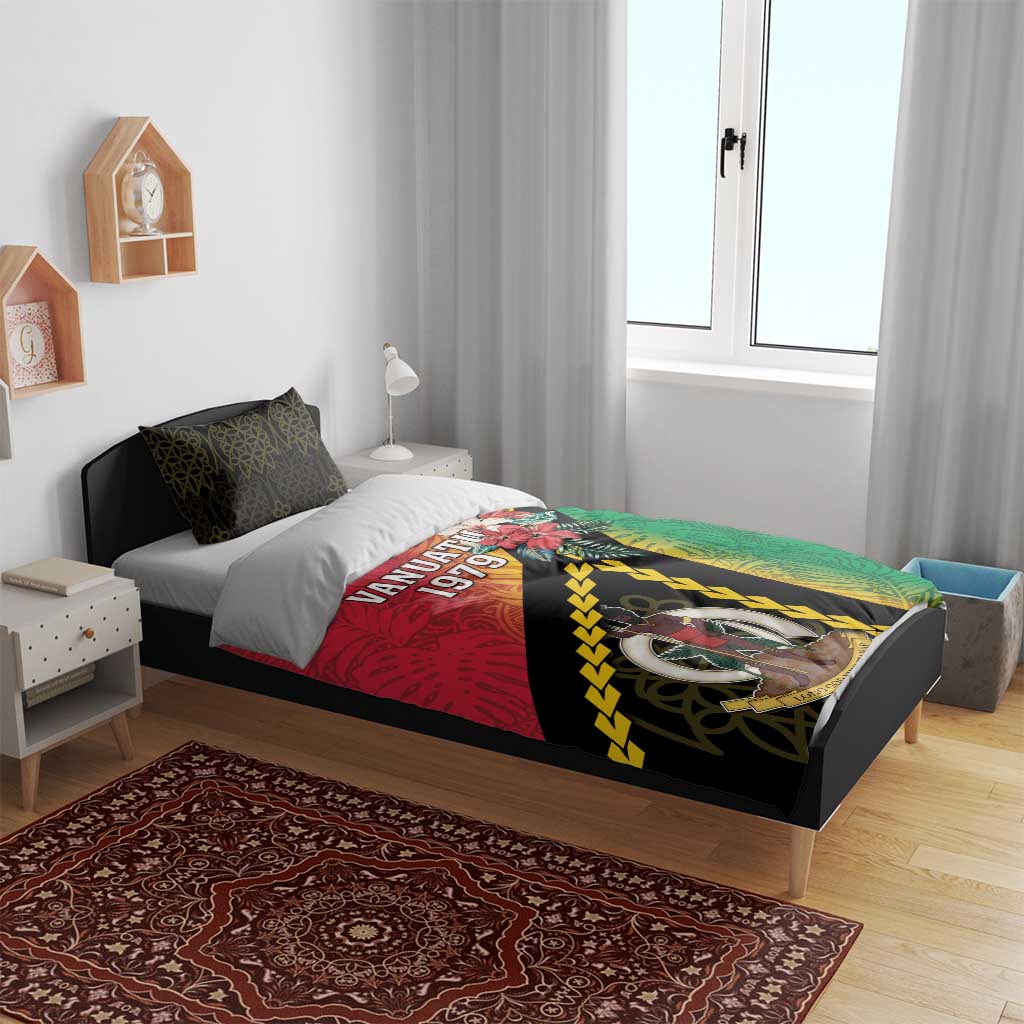 Happy Vanuatu Constitution Day Bedding Set Flag Style With Sand Drawing Pattern LT05 - Polynesian Pride