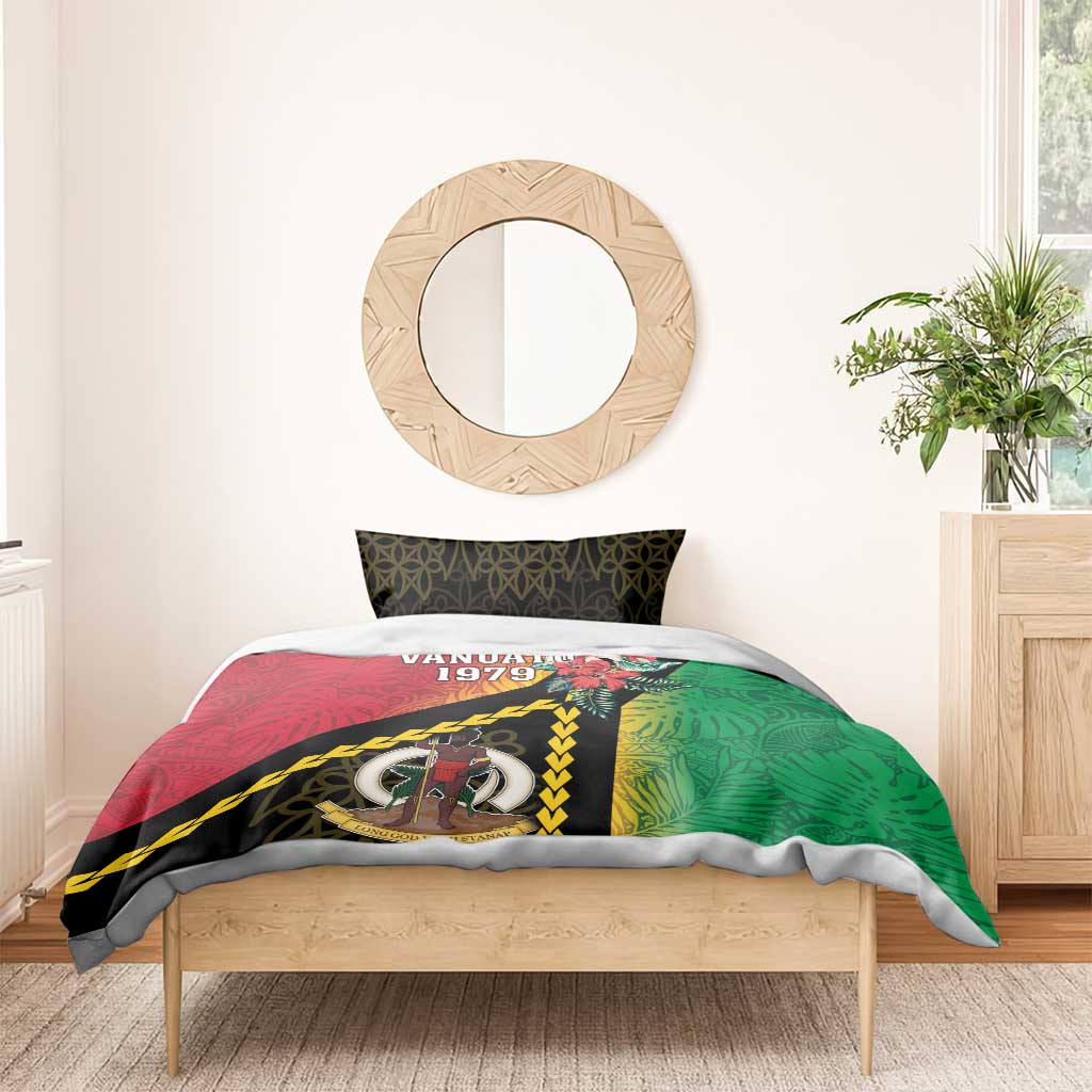 Happy Vanuatu Constitution Day Bedding Set Flag Style With Sand Drawing Pattern LT05 - Polynesian Pride