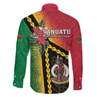 Happy Vanuatu Constitution Day Family Matching Long Sleeve Bodycon Dress and Hawaiian Shirt Flag Style With Sand Drawing Pattern LT05 - Polynesian Pride