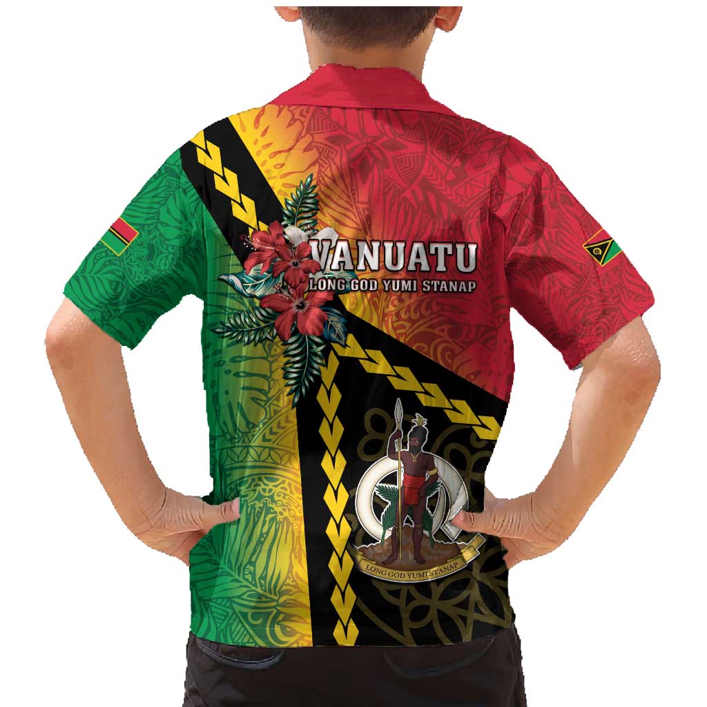 Happy Vanuatu Constitution Day Family Matching Mermaid Dress and Hawaiian Shirt Flag Style With Sand Drawing Pattern