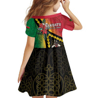 Happy Vanuatu Constitution Day Family Matching Short Sleeve Bodycon Dress and Hawaiian Shirt Flag Style With Sand Drawing Pattern