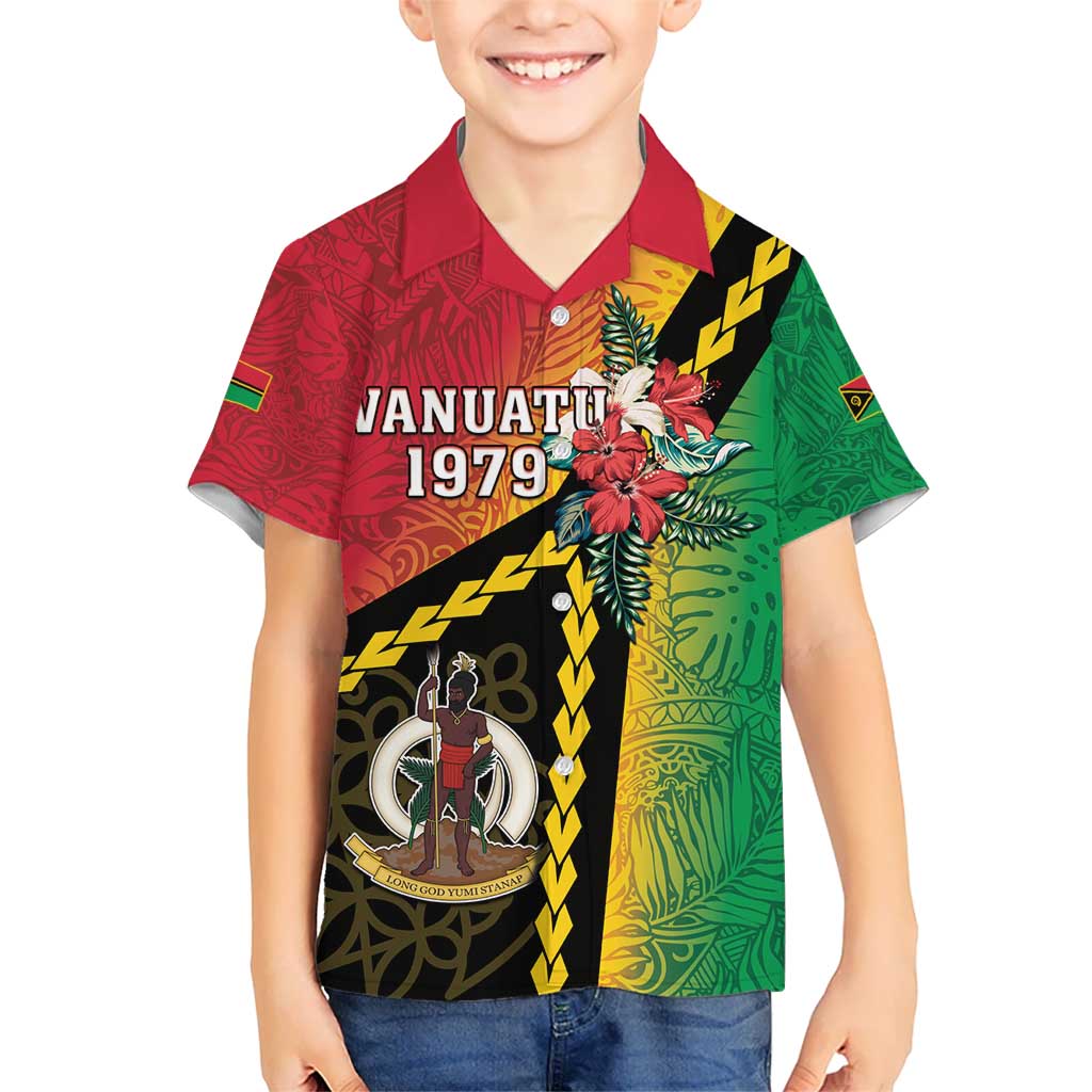 Happy Vanuatu Constitution Day Kid Hawaiian Shirt Flag Style With Sand Drawing Pattern LT05 Kid Red - Polynesian Pride