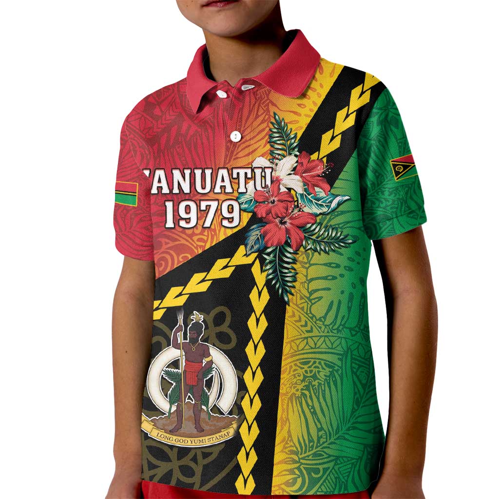 Happy Vanuatu Constitution Day Kid Polo Shirt Flag Style With Sand Drawing Pattern LT05 Kid Red - Polynesian Pride