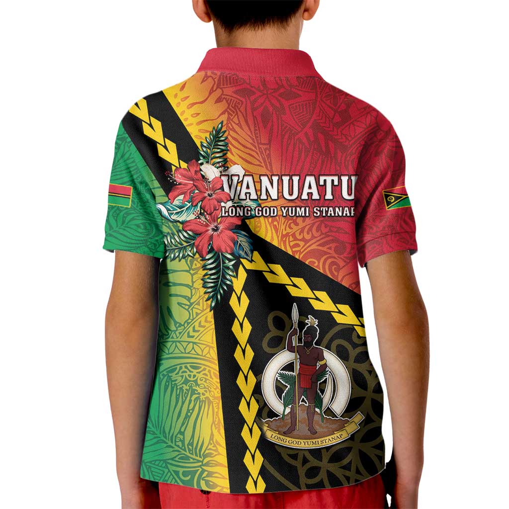 Happy Vanuatu Constitution Day Kid Polo Shirt Flag Style With Sand Drawing Pattern LT05 - Polynesian Pride