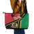 Happy Vanuatu Constitution Day Leather Tote Bag Flag Style With Sand Drawing Pattern