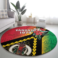 Happy Vanuatu Constitution Day Round Carpet Flag Style With Sand Drawing Pattern LT05 - Polynesian Pride